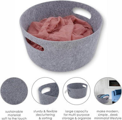 Welaxy Large Storage Basket Felt Open Storage Bins Desk Organize bin Shelf Box - Image 6