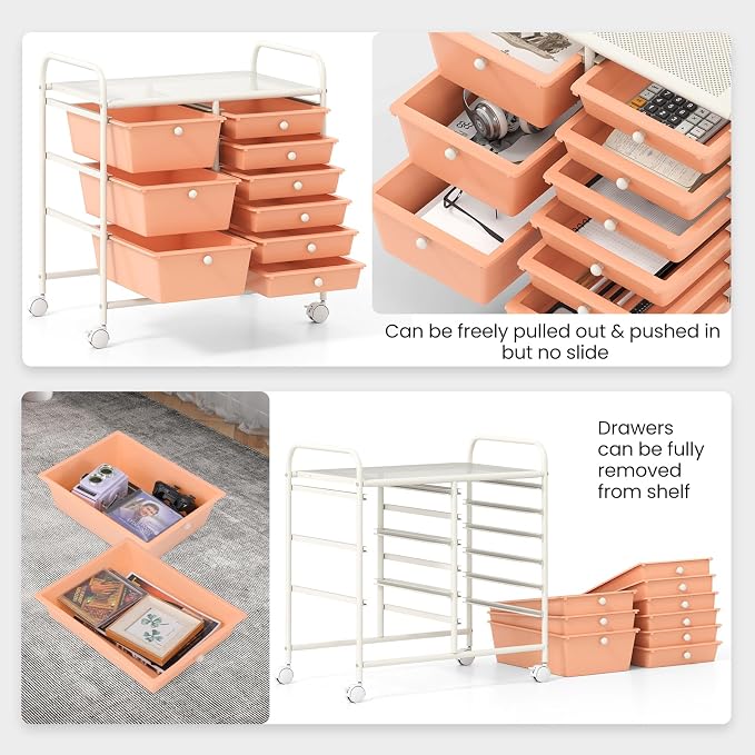 Giantex 9 Drawers Rolling Cart, Classroom Organizers, Storage Cart - Image 5