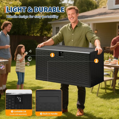 IDEALHOUSE 73 Gallon Resin Deck Box, Waterproof Outdoor Storage Box - Image 5