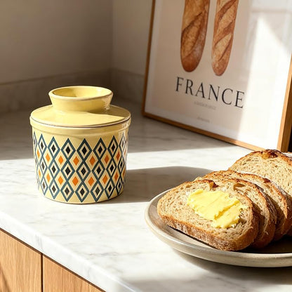 Butter Crock with Lid for Countertop, Butter Keeper Crock with Water, French - Image 3
