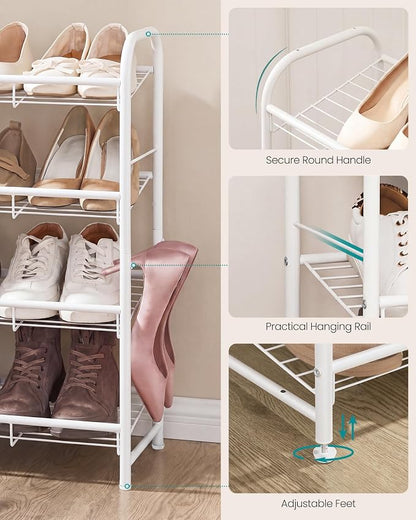 SONGMICS Stackable Shoe Rack, 4 Tier Metal Shoes Rack Storage Shelf, Holds up - Image 7