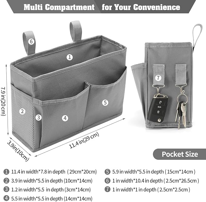 Bseash Bunk Bed Organizer, Bedside Caddy Hanging Bed Organizer Storage Bag - Image 2