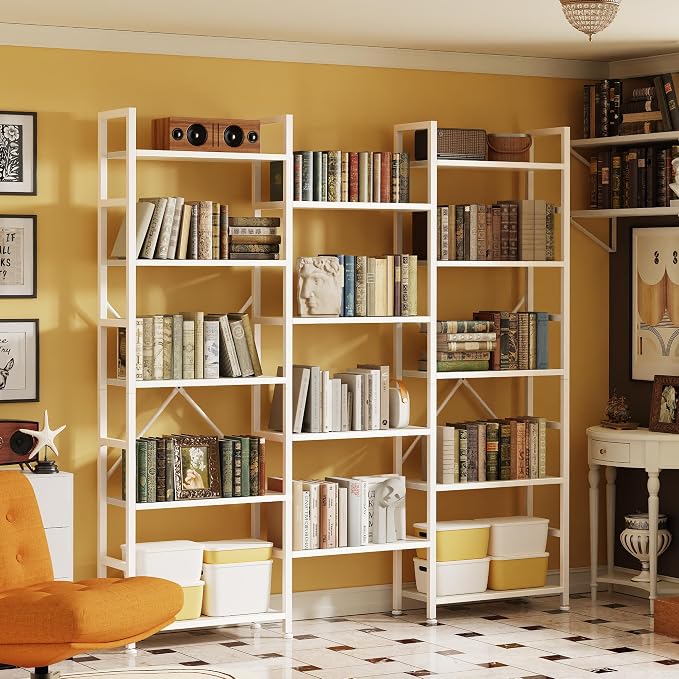 SUPERJARE Triple Bookshelf, Bookcase - Image 6