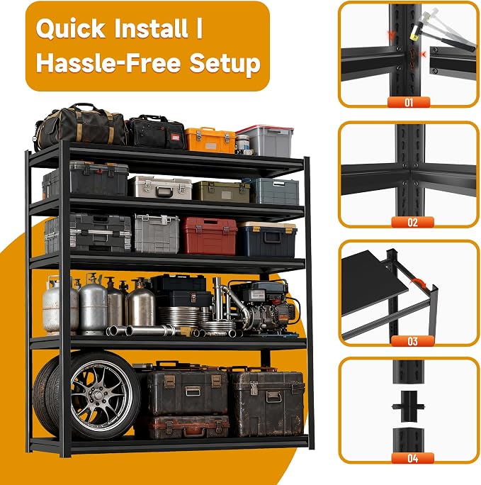 Metal Shelving, Garage Shelving Unit and Storage, Adjustable Storage Shelves - Image 7