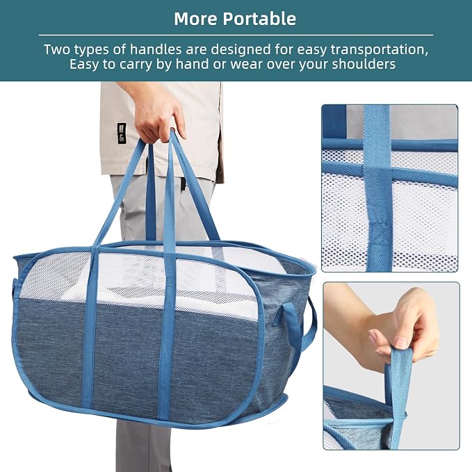 Collapsible Laundry Baskets, Tear Proof Pop Up Laundry Hamper - Image 6