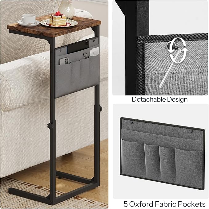 HOOBRO C Shaped End Table, 29.5’’ Adjustable Height Side Table - Image 8