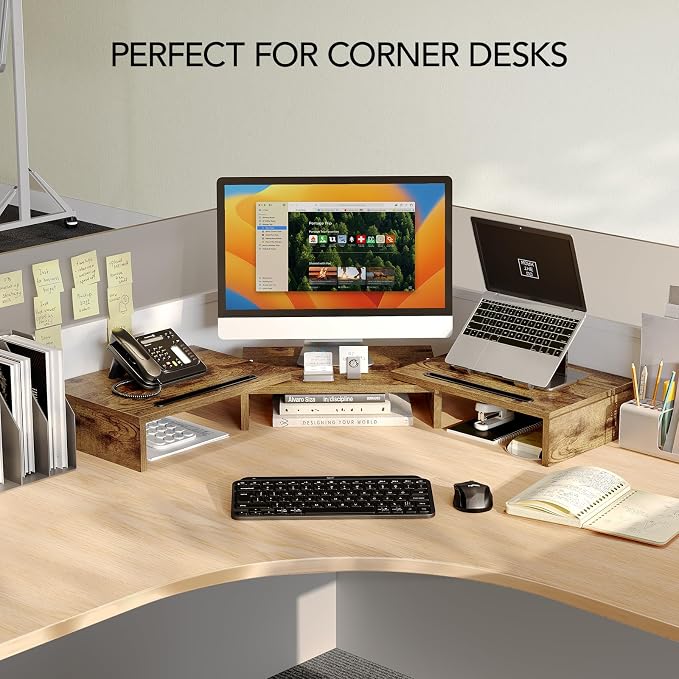AMERIERGO Dual Monitor Stand Riser- 3 Shelf Screen Stand - Image 7