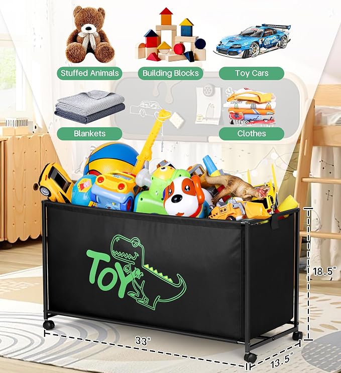 MISSLO Large Toy Box with Wheels Big Toy Chest - Image 6