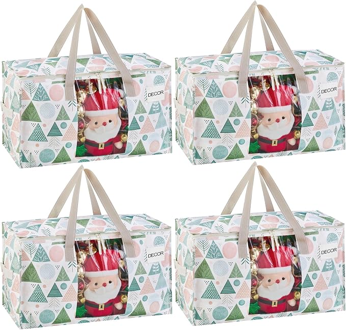 VENO 4 Pack Moving Bags, Large Christmas Storage Bins by Veno