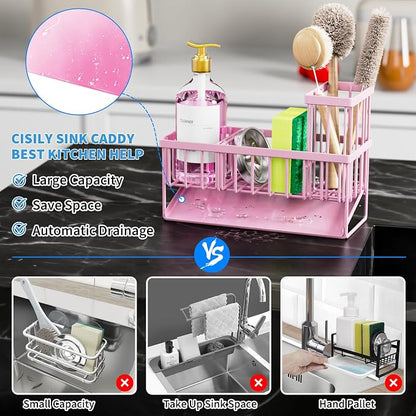 Cisily Pink Kitchen Sink Caddy Organzier - Image 2