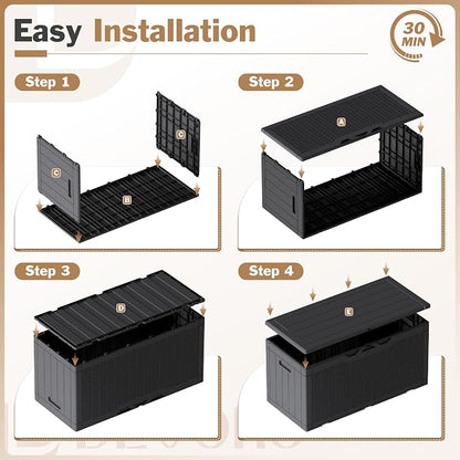 Devoko 100 Gallon Waterproof Large Resin Deck Box Indoor Outdoor Lockable - Image 6
