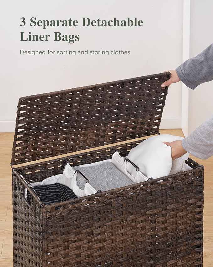 SETVSON Laundry Hamper with Lid 132 L, Clothes Hamper with Lid, Handwoven - Image 3