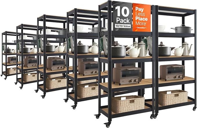 HOMEDANT House 5-Tier Metal Rolling Cart Shelf Rack Casters Heavy Duty Wheel by TheBestOrganizingSolution