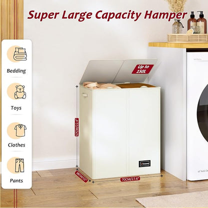 150L Laundry Hamper 2 Section, Large Laundry Hamper - Image 2
