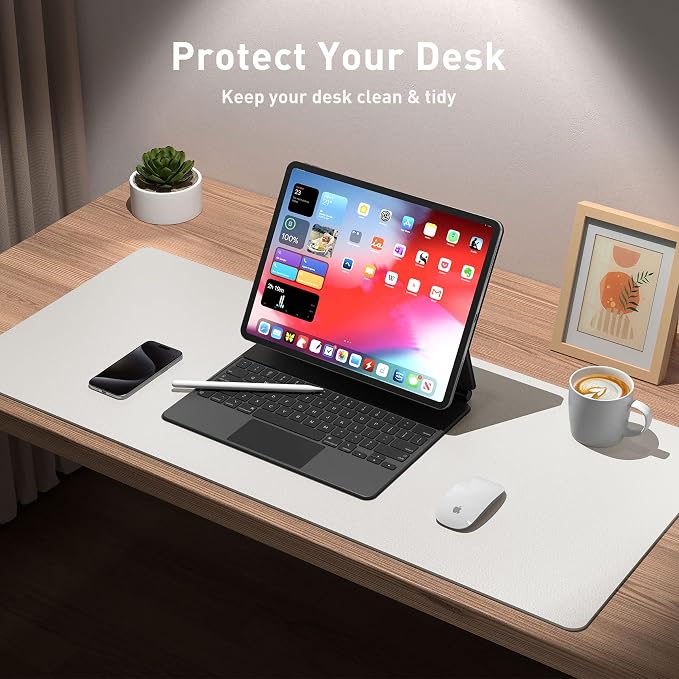 Aothia Leather Desk Pad Protector, Mouse Pad, Office Desk Mat, Non-Slip PU - Image 3