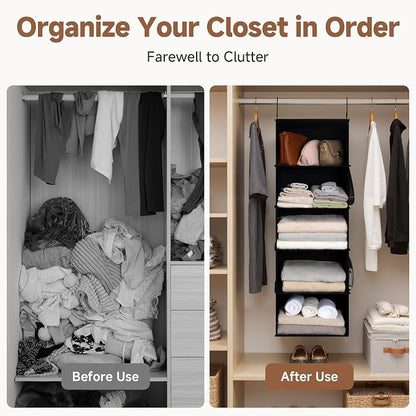 StorageWorks 5-Shelf Hanging Closet Organizers, Foldable Closet Storage - Image 6