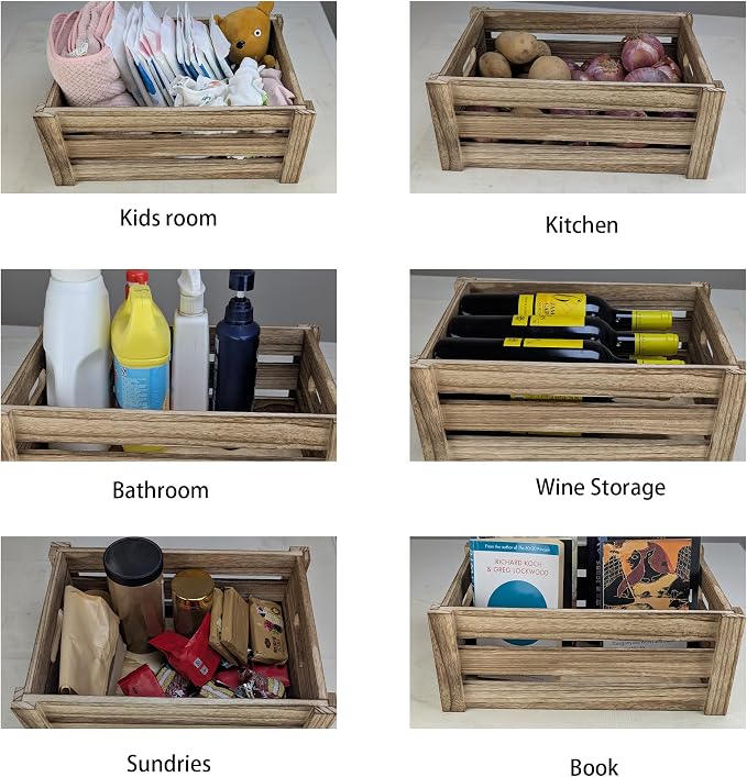 ARTAWEIN Rustic Vintage Finished Wooden Crate - Image 3