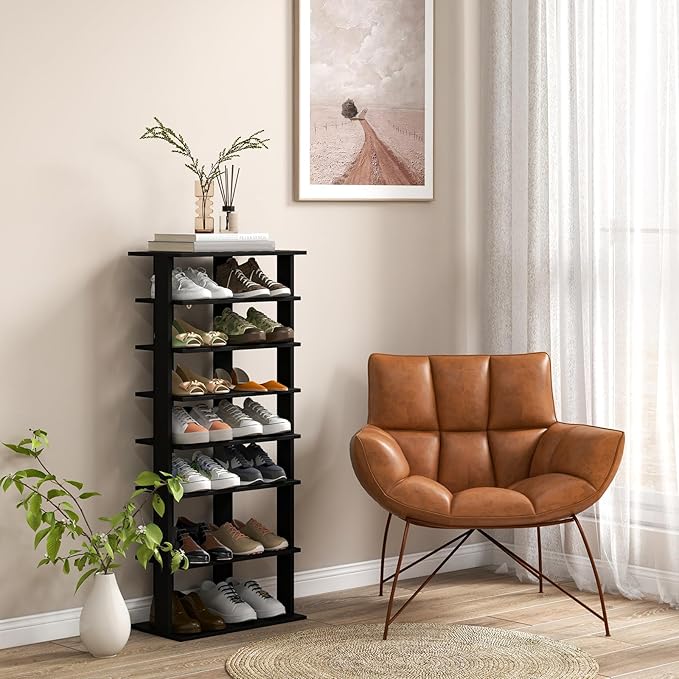 Tangkula 8-Tier Vertical Shoe Rack, Space-Saving Corner Shoe Organizer - Image 4