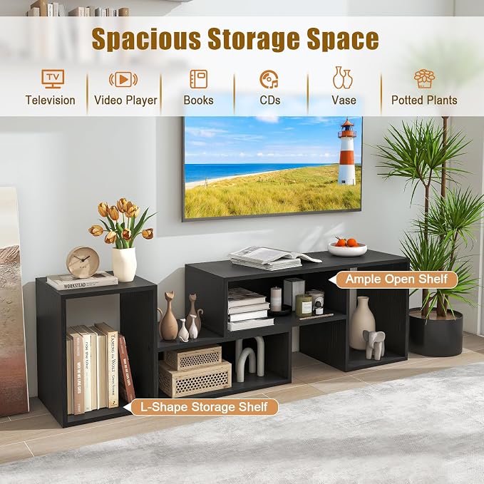 LDAILY L-Shaped TV Stand, TV Entertainment Center - Image 5