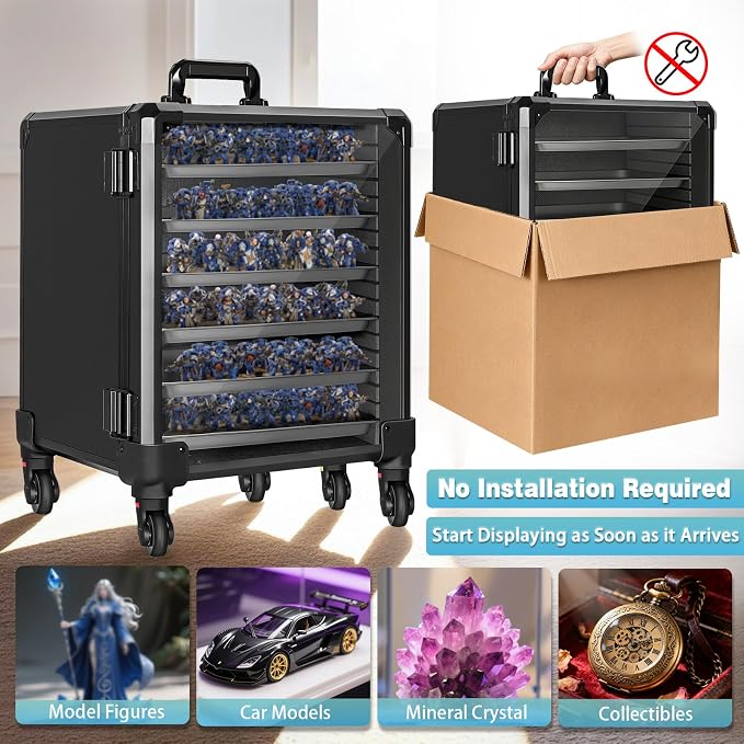 Miniatures Storage Case Miniatures Transport Case Aluminum Alloy Frame Display - Image 6