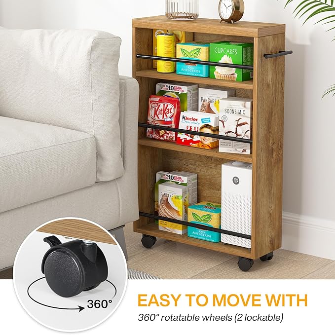 Tribesigns Slim Storage Cart, Rolling Narrow Kitchen Cart on Wheels - Image 2