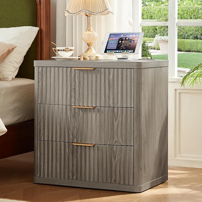 LEYAOYAO 23" Wide Fluted Farmhouse Night Stand Set of 2 - Image 2