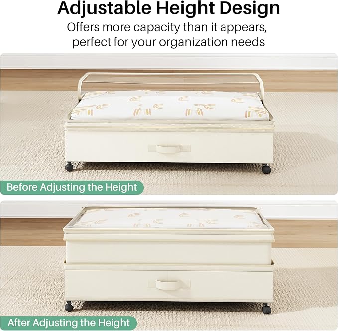 Kitstorack 2Pack Height-adjustable Under Bed Storage - Image 3