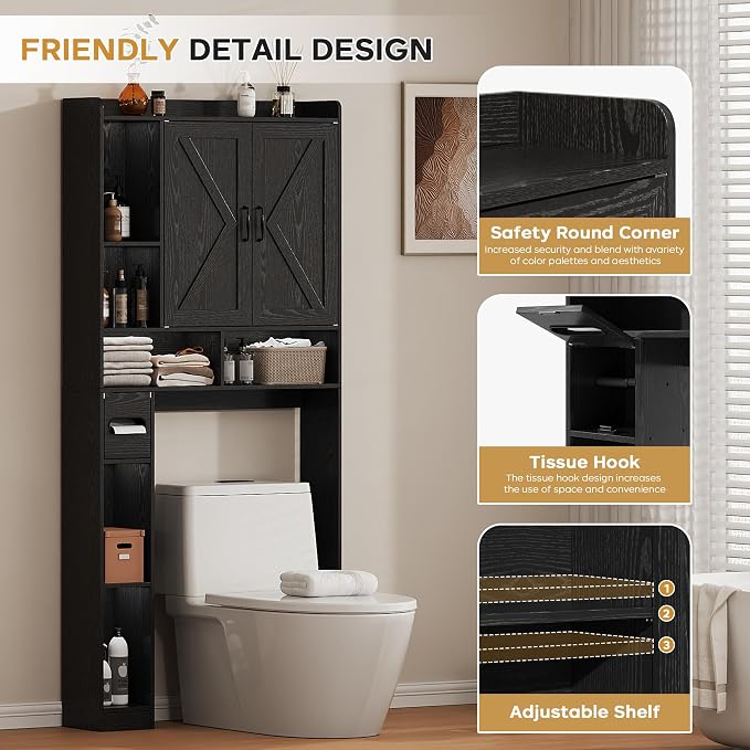 Over the Toilet Storage Cabinet, 31”W Bathroom Organizer | - Image 3