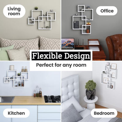 Greenco 4 Cube Intersecting Shelves, Easy-to-Assemble Floating Wall Mount - Image 7