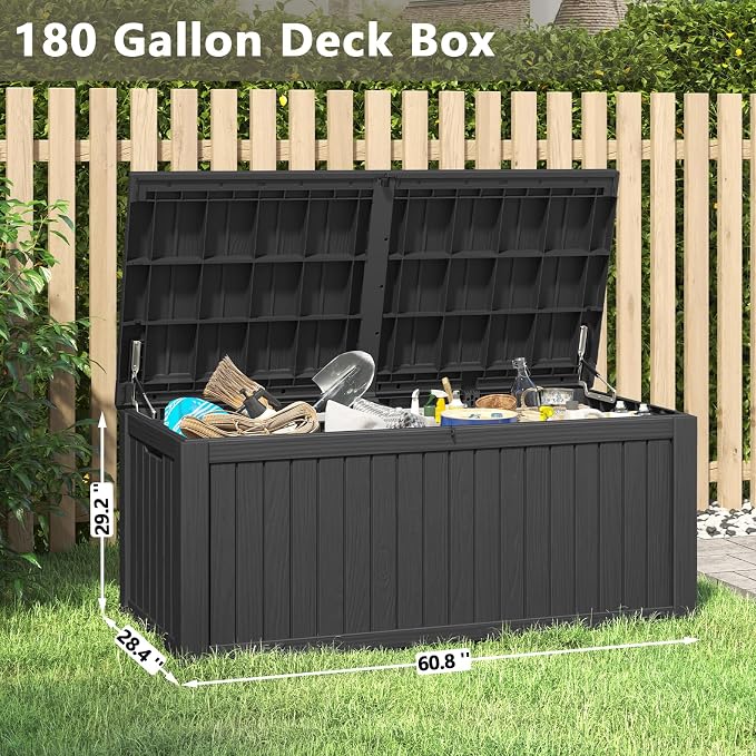 Outdoor Storage Box, 180 Gallon Deck Box, Waterproof and UV Resistant Large - Image 2