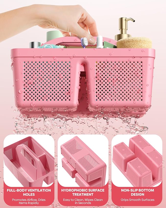 4 Pack Portable Shower Caddy, Integrated Handle, Reinforced Plastic, Organizer - Image 5