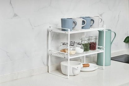 2Pack Kitchen Cabinet Shelf Counter Organizer Rack Pantry Storage Bathroom - Image 8