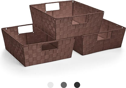 Sorbus Set of 3 Large Woven Storage Baskets – Mesh Hand-Woven Baskets by Sorbus