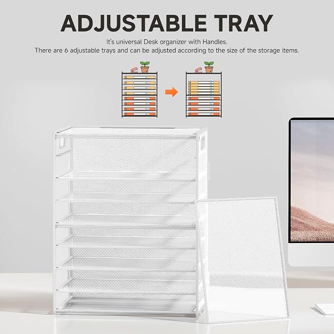 SUBEKYU 9 Tier Paper Letter Tray Desk Organizer - Image 2