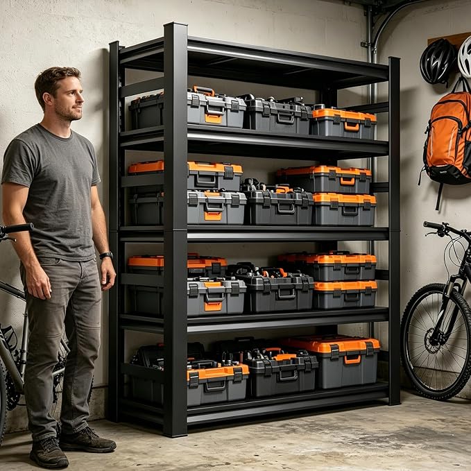 Heavy Duty Metal Garage Shelving, 5-Tier Adjustable Storage Shelf by Buynow