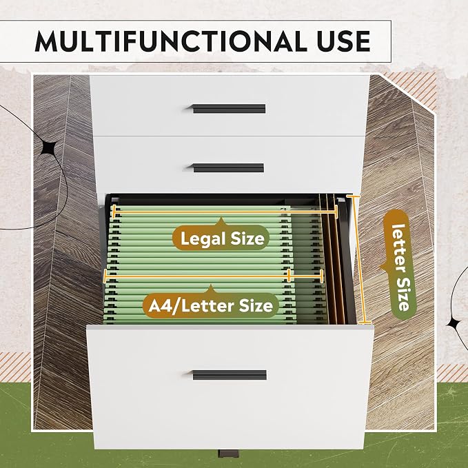 DEVAISE 3 Drawer File Cabinet for Home Office, Wood Under Desk Filing Cabinet - Image 5