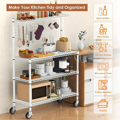 Leteuke Bakers Rack with Storage & Wheels, 42 Inch Microwave Stand Kitchen - Image 9