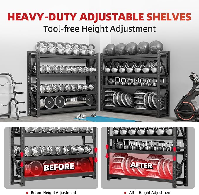 32" W Garage Shelving, 4-Tier Heavy Duty Storage Shelves Unit - Image 4