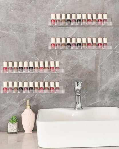 LikeU Nail Polish Rack Wall Mounted Shelf 2 Pack, 2 Tiers Floating Polish - Image 6