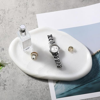 Koville Luxurious White Marble Vanity Tray, Cloud Shape Serving Stone Key Tray - Image 5