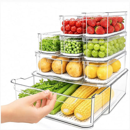 SMRCAD 8 Pack Clear Fridge Organizer Bins by SMRCAD