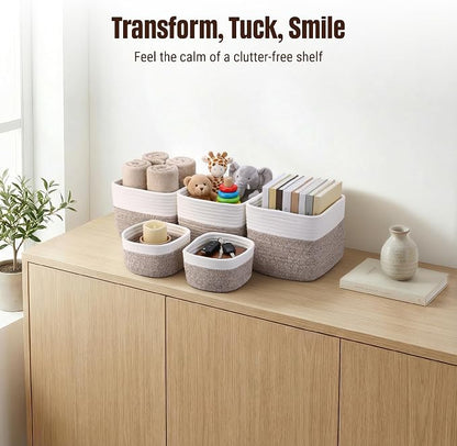 5-Pack Storage Cubes Woven Rope Baskets, 2 Sizes Organizer Bins | Ideal - Image 6