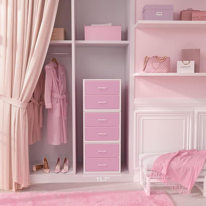 BOLUO Stackable Closet Drawers for Clothes Organizers and Storage Fabric Pink 2 - Image 7