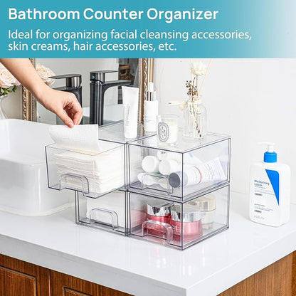 Vtopmart 10 Pack Clear Small Stackable Storage Drawers, Acrylic Bathroom Makeup - Image 7