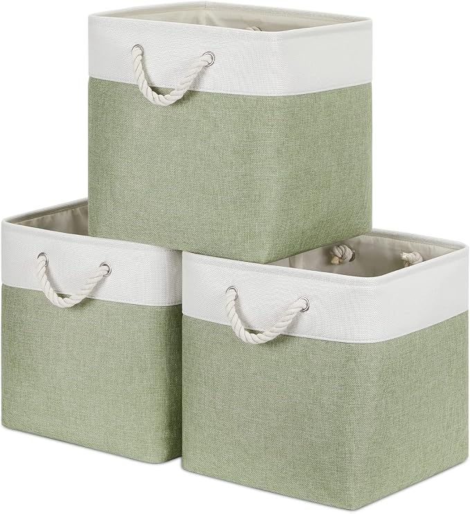Bidtakay Cubby Storage Bins Set of 3 Fabric Baskets by BidtakayBaskets