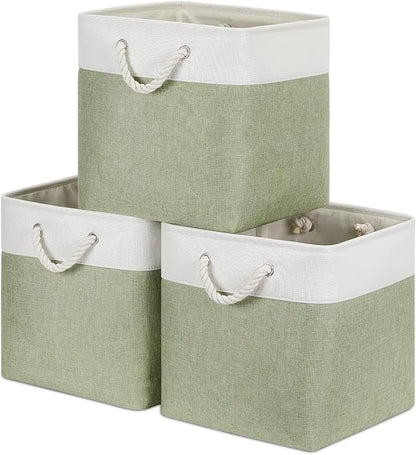Bidtakay Cubby Storage Bins Set of 3 Fabric Baskets by BidtakayBaskets