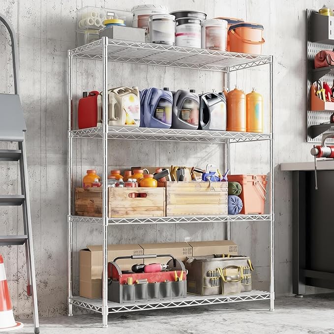 Xcity Storage Shelves, 4 Tier Heavy Duty Metal Shelving Unit - Image 6