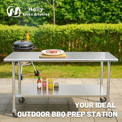 Hally Stainless Steel Table for Prep & Work 24 x 30 Inches - Image 3