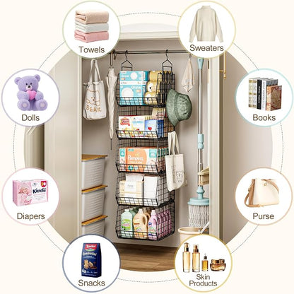 Capacity Upgrade Edition Deeper 4'' 5 Tier Foldable Hanging Closet Organizer - Image 7
