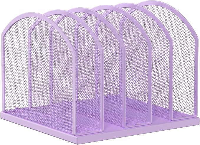 5-Section Vertical Desktop Organizer, 5-Section Mesh File Folder Stand Sorter by Gawerk